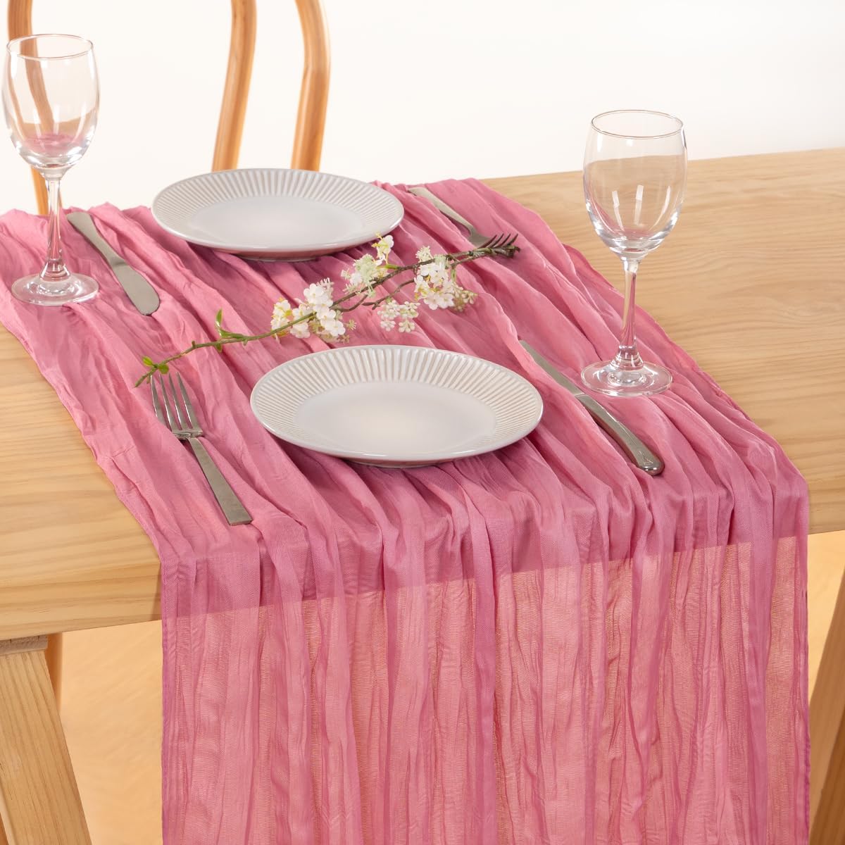 MLMC 3 Pack Mauve Pink Table Runner 10ft Sheer Gauze Cheesecloth Table Runner Bulk Rustic Fall Decor 35x120 Inches for Boho Wedding Bridal Baby Shower Birthday Party Decor