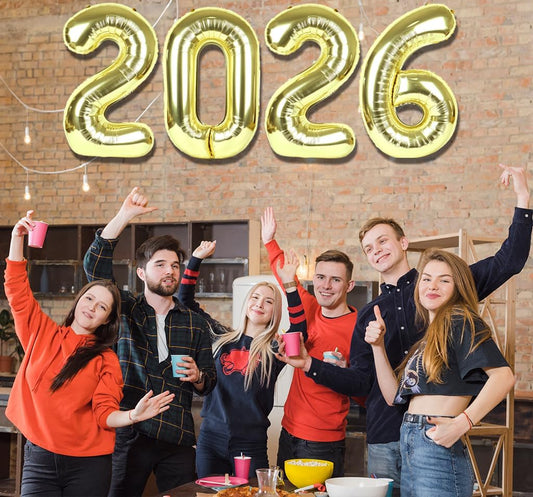 2026 Balloon - Light Gold Birthday Number Balloons, 40 Inch Large Foil Balloons for Men Women Boys Girls Light Gold Themed Birthday Decorations，Number 2026 Balloon