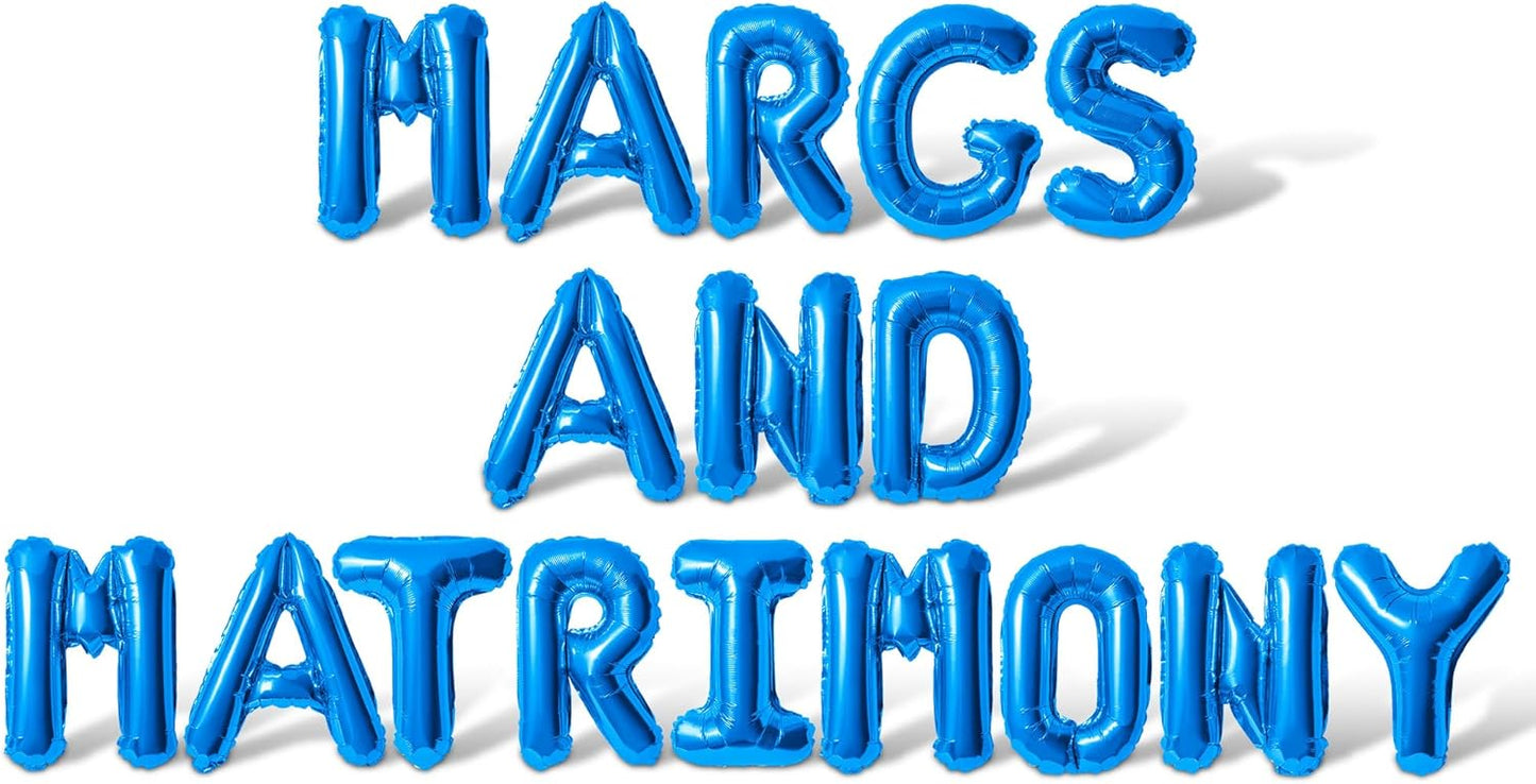 Letter Balloons - MARGS AND MATRIMONY 16" Inch Alphabet Letters Foil Mylar Balloon Bachelorette Party Banner (Blue)