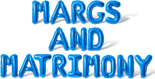 Letter Balloons - MARGS AND MATRIMONY 16" Inch Alphabet Letters Foil Mylar Balloon Bachelorette Party Banner (Blue)