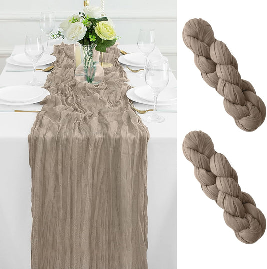 2Pack Nude Table Runner 10FT Cheesecloth Table Runner 35x120Inch Long Boho Cheese Cloth Table Runners Rustic Gauze Table Runners for Party Wedding Bridal Shower Baby Shower Decorations