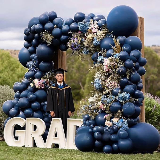 Navy Blue Balloons Double Stuffed Dark Blue Balloons Different Sizes Balloon Garland Arch Kit for Birthday Baby Shower Father's Day Graduation Wedding Party Decorations