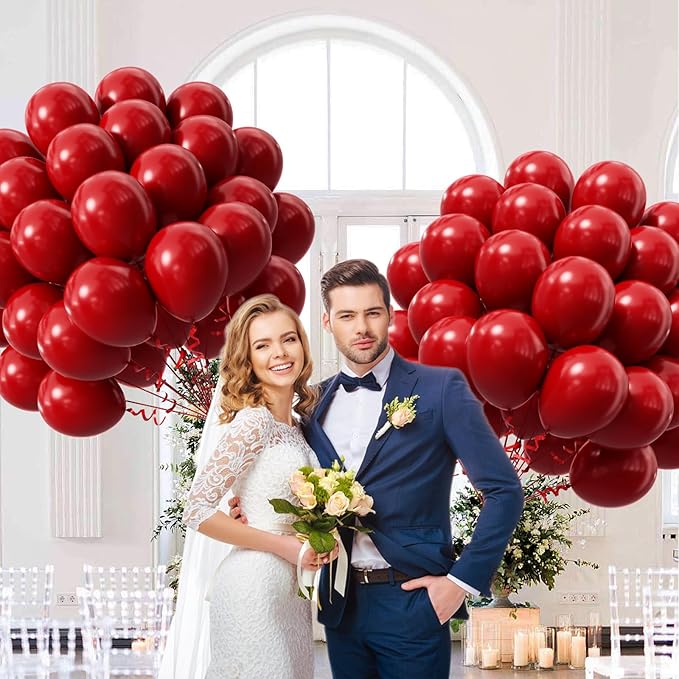 Dark Red Balloons 12 inch, Red Latex Balloon 50pcs Party Balloons for Bridal Shower Wedding Birthday Party Decorations
