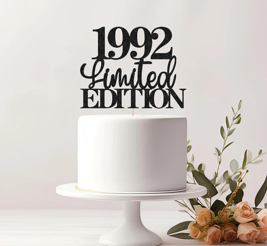 Limited EDITION 1992 Cake Topper - Black Glitter Happy 33rd Birthday Party Cake Decoration Supplies, Cheer to 33 Years Cake Bunting Decor for 33rd Birthday Party Photo Booth Props