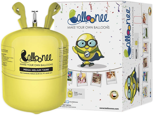 Mega Disposable Helium Party Kit, Helium Tank for Balloons At Home, 22.95 Cu Ft Helium Balloon Pump Kit, Inflate up to 100 Latex Balloons, Helium Tank, Portable for Celebrations