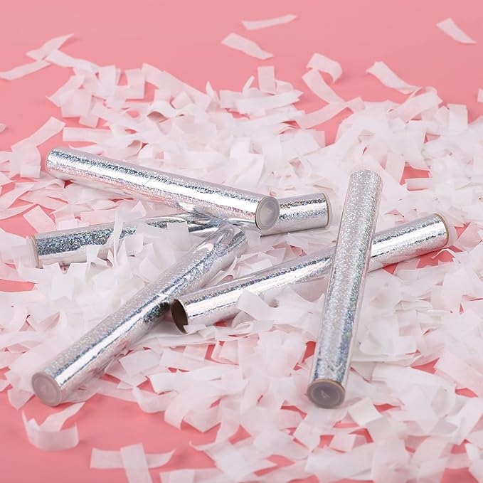 BATTIFE 20Pack White Confetti Wands, Tissue Paper Confetti Flick Flutter Sticks for Wedding Celebrations, Anniversary, Birthday Party, 7.8inch