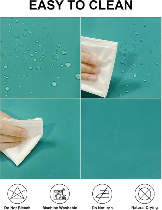 Fokitut 2 Pack Waterproof Round Tablecloth, 120 Inch, Stain Resistant and Wrinkle Polyester Table Cloth, Fabric Table Cover for Kitchen Dining, Wedding, Party, Holiday Dinner-Turquoise