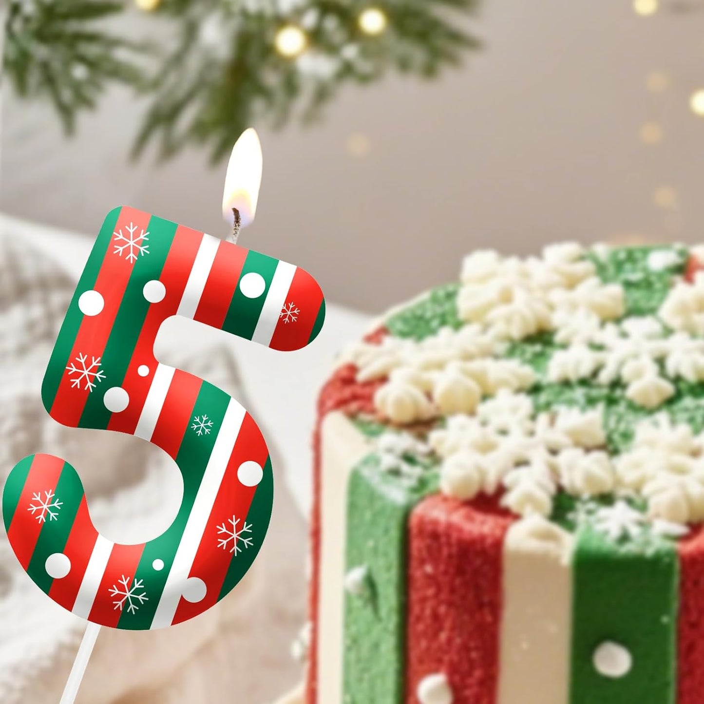 Christmas Themed Birthday Candles for Cake, Number 1st Candle, Happy Birthday Cake Topper for Boys Girls, Christmas Birthday Party Decorations Supplies Gifts