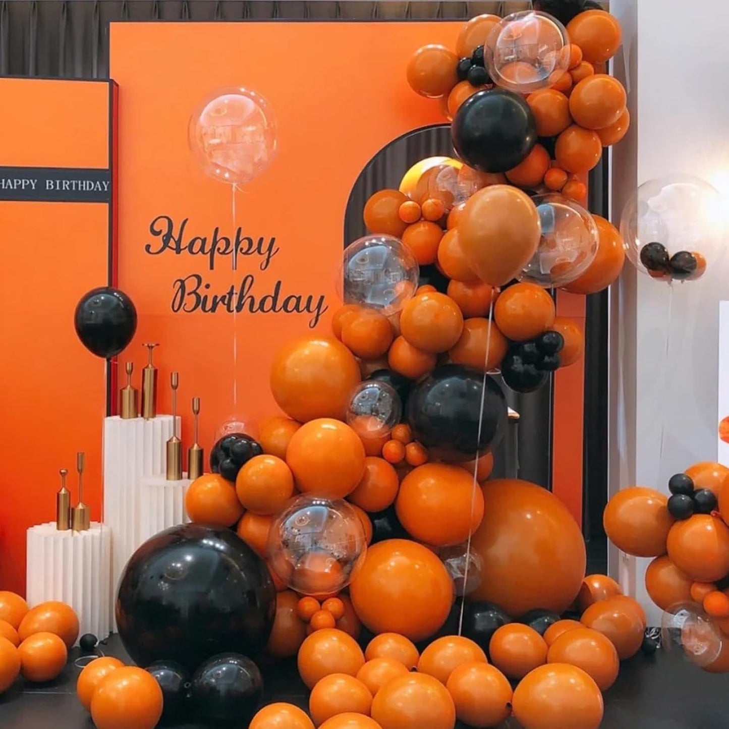 105pcs Retro Orange Balloons 12inch Party Latex Balloons for Boys Girls Birthday Baby Shower Gender Reveal Wedding Sunflower Party Decorations