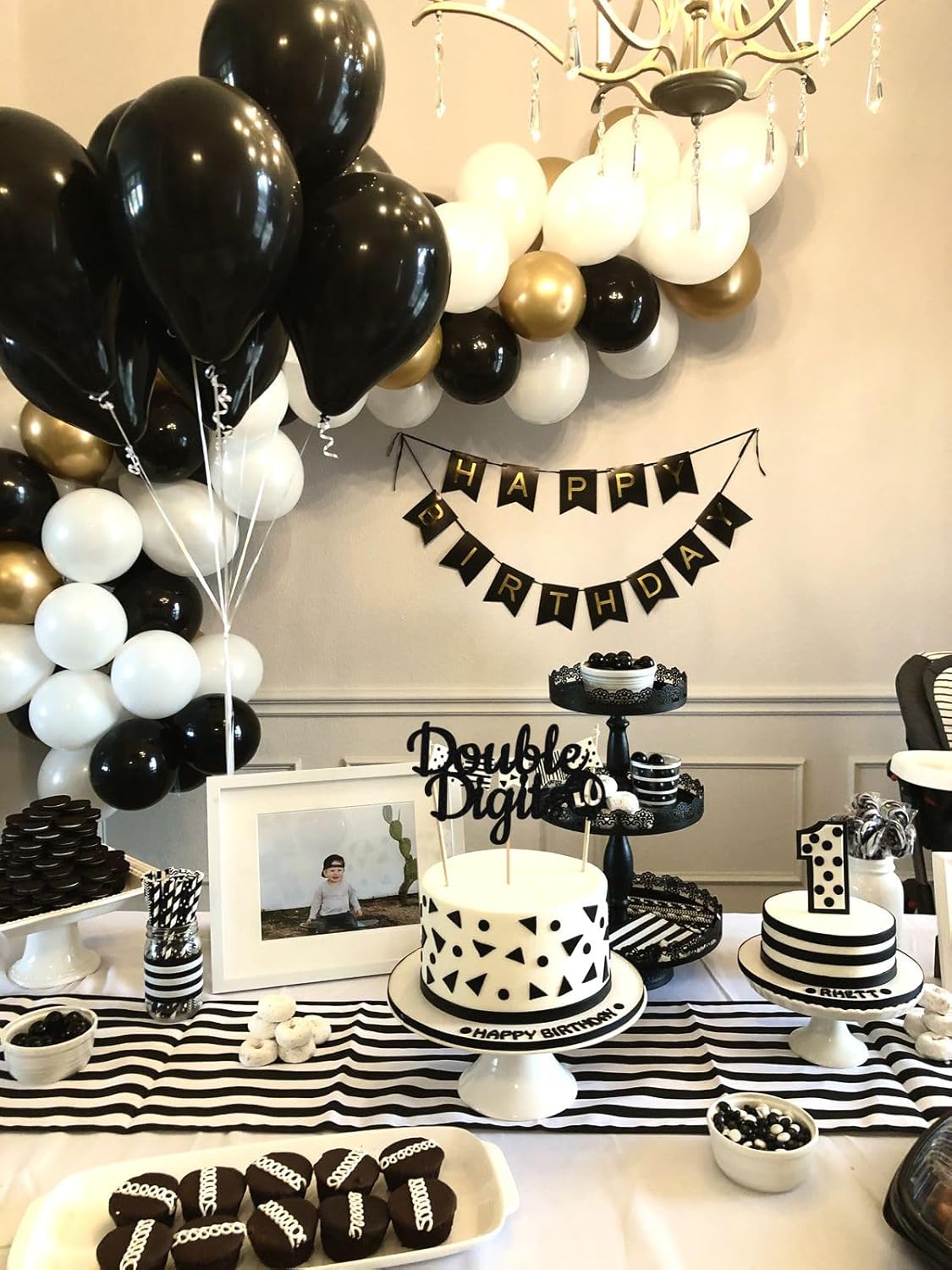 Double Digits 10 Cake Topper - Glitter Black 10th Birthday Cake Decorations, Happy 10th birthday Cake Decor (Black)