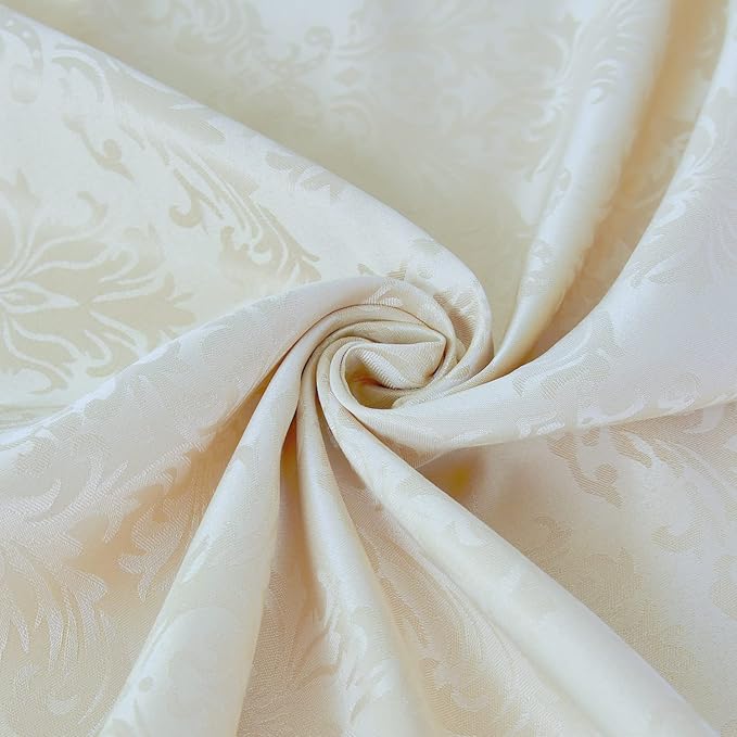 SASTYBALE Rectangle Tablecloth - 52 x 70 Inch Beige Cream Damask Table Cloth Jacquard Design Spill Proof Wrinkle Resistant Waterproof Soft Polyester Oblong Table Cover for Kitchen Parties(Ivory)