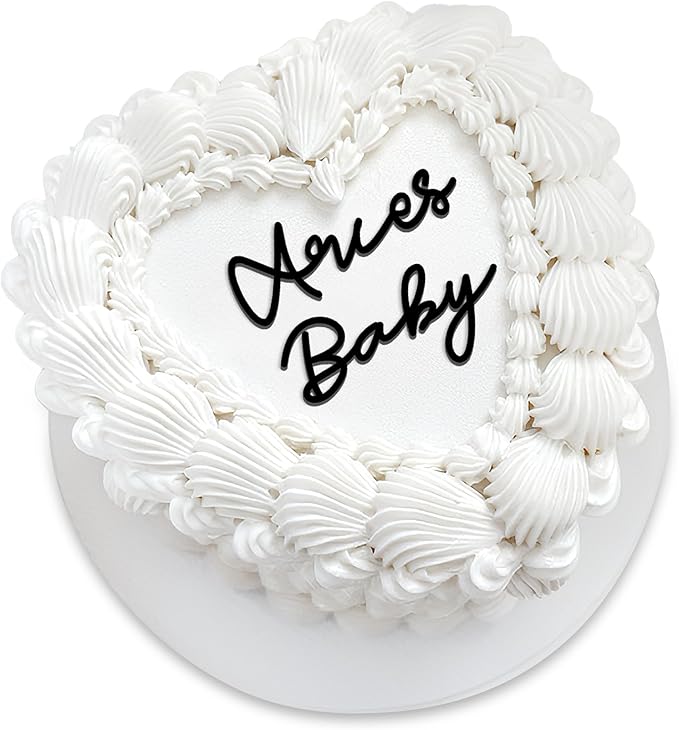 Aries Cake Topper – Zodiac Birthday Decoration for Aries Season, Horoscope Party Supplies for Baby or Adult Birthday (Aries Baby black)