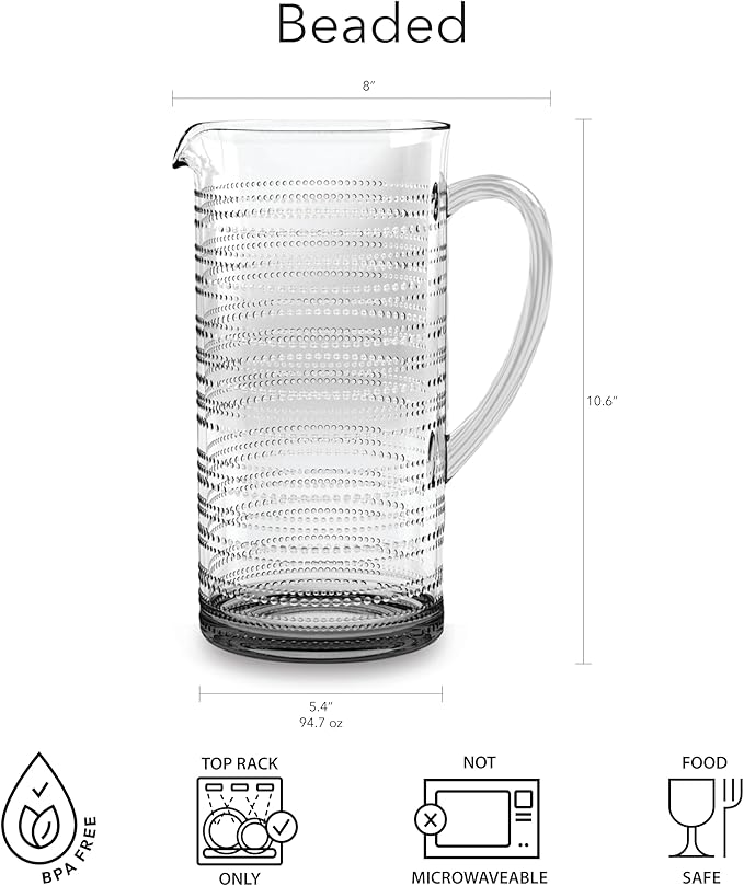 Beaded Beverage Pitcher, Clear