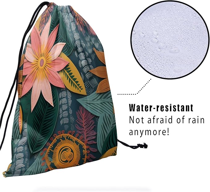 Nerxy Leaf Grip Bags for Gymnastics Tropical Leaves Grip Bag Botanical Drawstring Storage Bags