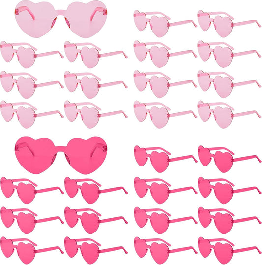 30PCS Heart Shaped Sunglasses Candy Color Rimless Glasses Cute Fun Colored Rave Party Sunglasses Party Favors