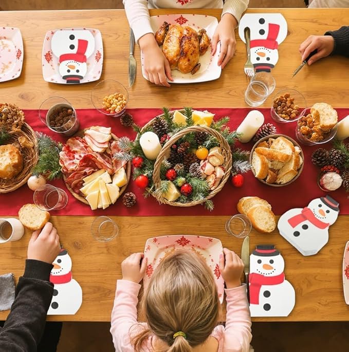 Cheerland 50pcs Snowman Napkins Winter Wonderland Party Napkins Xmas Disposable Snowman Tableware for Kids Birthday First Bday Baby Shower Christmas Holiday Table Decorations Supplies