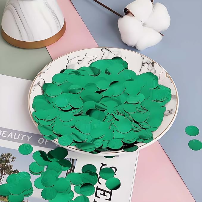 Green Metallic Foil Confetti 8000 Pcs Shiny Round Table Confetti for Fill Balloon Wedding Graduation Party Decorations,60g of pack