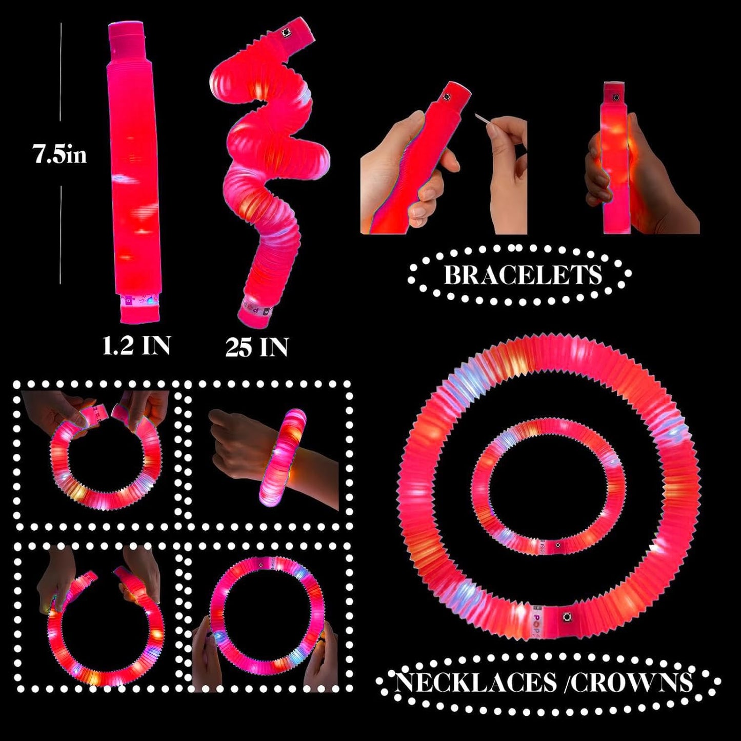 Red 36 Pack Light Up Party Favors Supplies,Bulk Glow Sticks Bracelet,Necklace Accessories for Kids,Birthday Return Gifts Treats,Easter Basket Goodie Bag Stuffer Fillers for Boys Girls