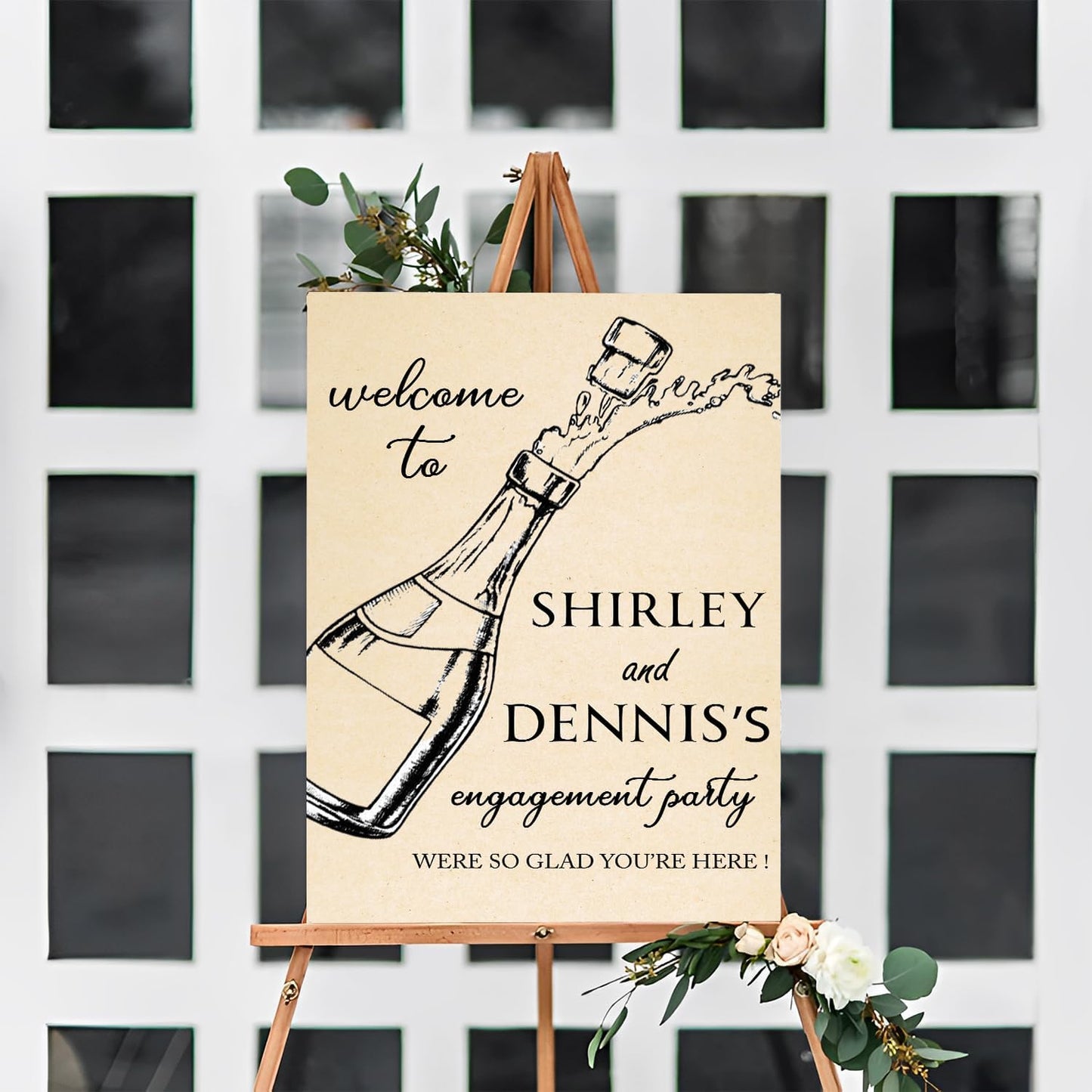 Welcome To Our Engagement Party Sign, Champagne Personalized Engagement Party Sign, Engagement Party Welcome Sign, Engagement Signs For A Party, Rustic Engagement Decor