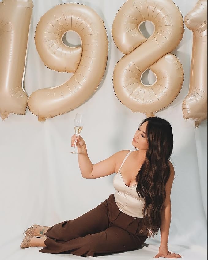 Light Brown Number Balloon 40 Inch, Tan 0 Number Balloons, Khaki 10 20 30 40 50 Numbers Balloon Beige Birthday Decorations, Sandy Brown Party Supplies for Women Men