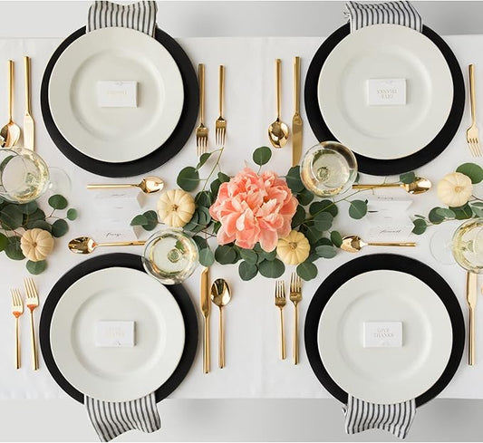 MAONAME Black Charger Plates Set of 6, 13-Inch Round Plate Chargers for Dinner Plate, Plastic Table Chargers for Wedding Decor, Party