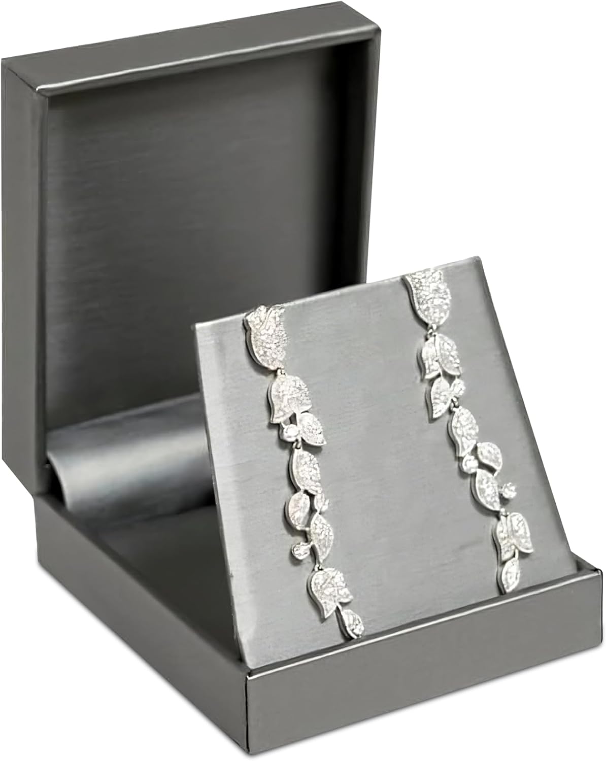 Novel Box Silver Jewelry Box for Pendant 3x4.12x1.25 Inches - Pendants Gift Box for Proposal Wedding Engagement - Faux Leatherette Jewelry Display Box - Gift Presentation Boxes for Pendants