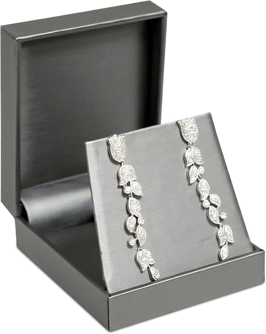 Novel Box Silver Jewelry Box for Pendant 3x4.12x1.25 Inches - Pendants Gift Box for Proposal Wedding Engagement - Faux Leatherette Jewelry Display Box - Gift Presentation Boxes for Pendants
