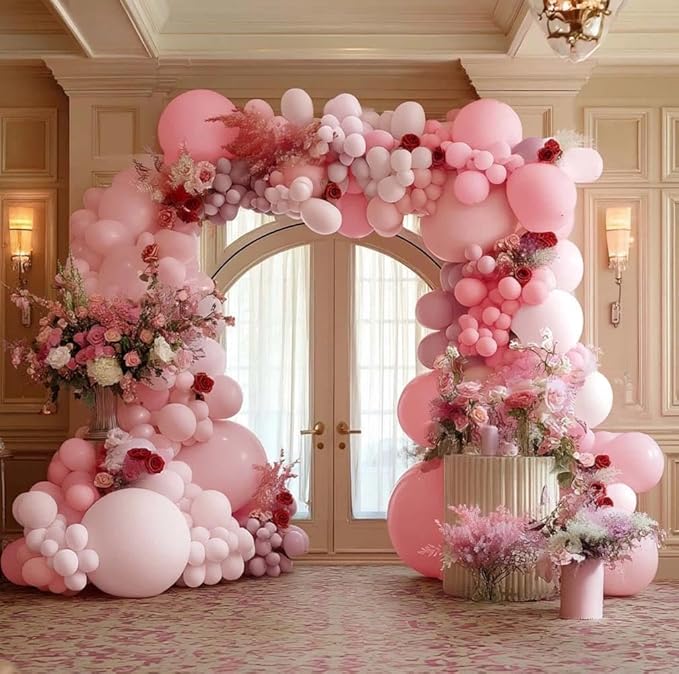 Pastel Pink Balloons Latex Light Baby Pink Balloon Garland Arch Kit Different Sizes for Birthday Baby Shower Winter Bridal Prom Party Decorations
