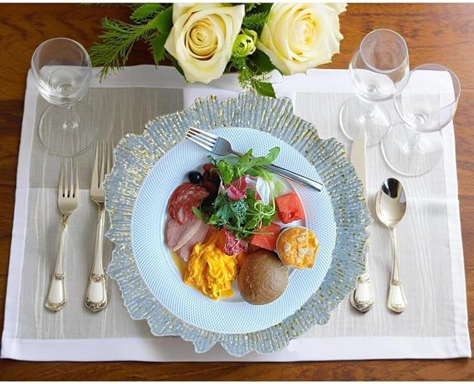 Blue Charger Plates,13 Inch Reef Plastic Chargers for Dinner Plate, Decorative Chargers for Wedding,Elegant Parties, Banquets and Table Decor(Set Of 6)