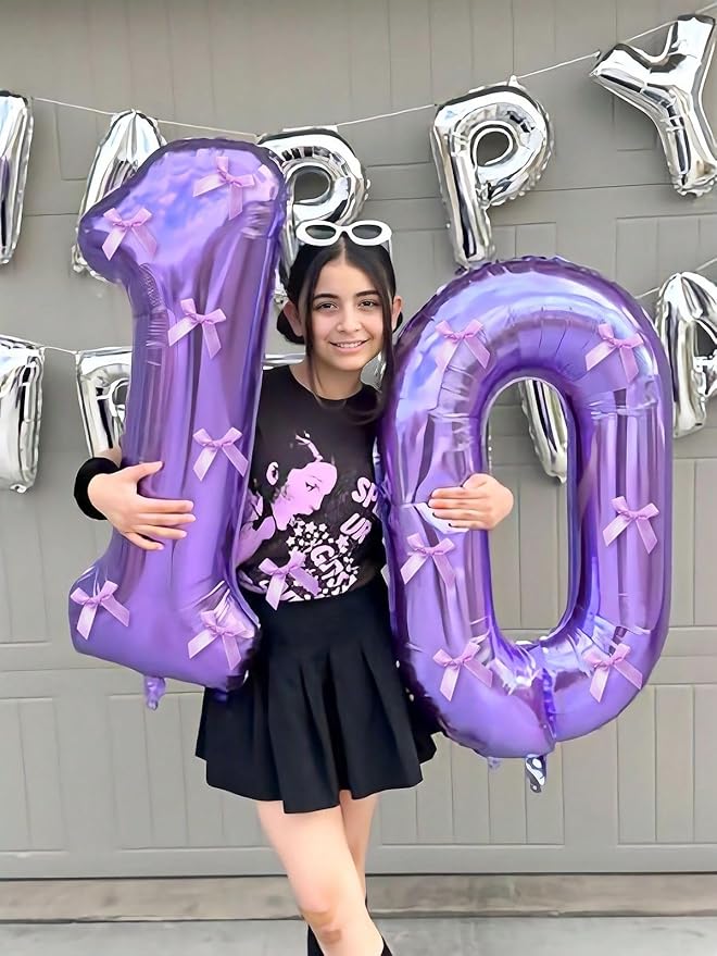 20 Balloon Number 40 Inch Purple, Large Happy 20th Birthday Decorations for Women, Foil Balloon Number for Wedding Marriage Proposa Big Events Family Reunions Party Supplies