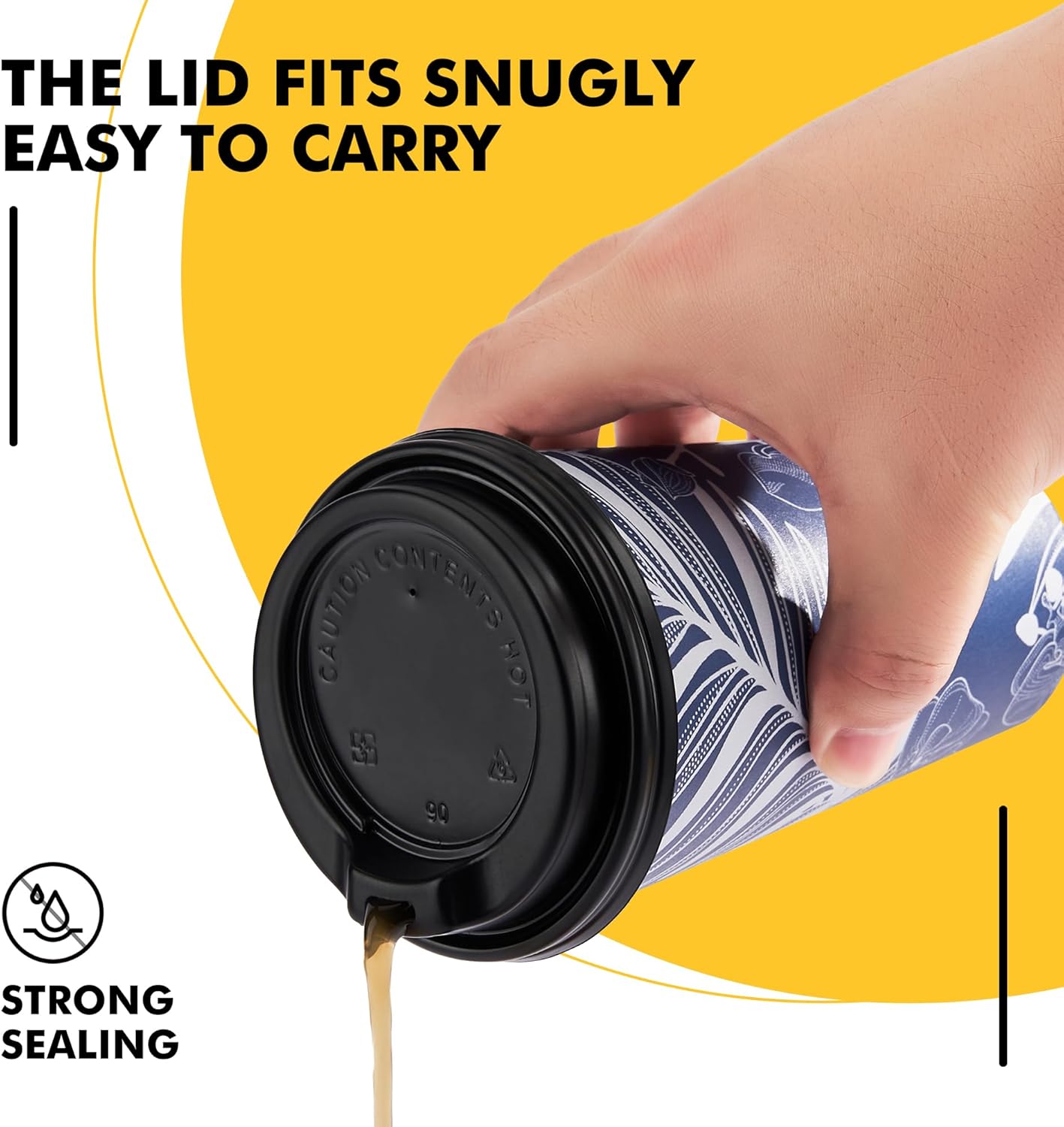 16 oz Disposable Coffee Cups with Lids 100 Pack, Hot Paper Coffee Cups with Lids, To Go Cup with Lid
