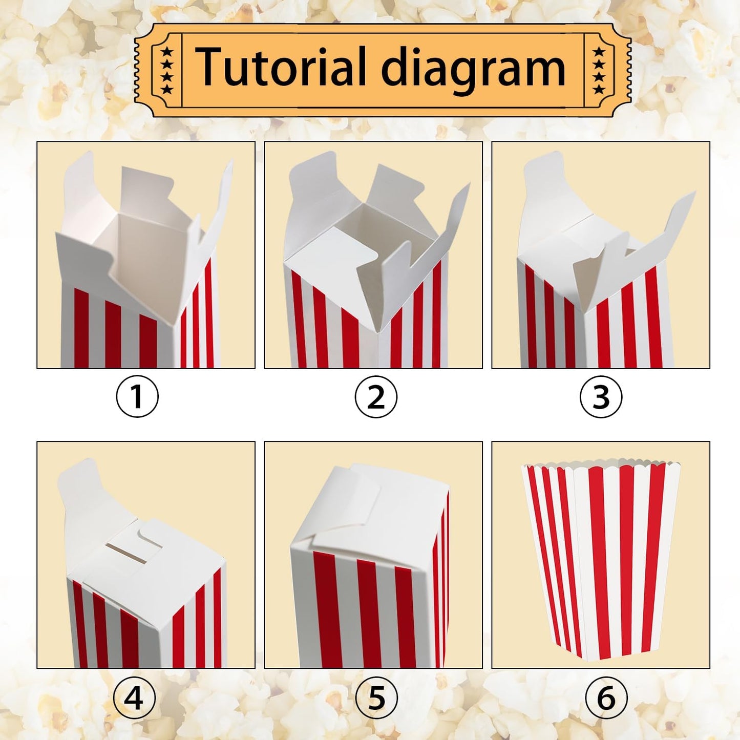 36 Pcs Red and White Striped Popcorn Boxes Red Popcorn Boxes 2 x 4.5 x 2.7 inch Mini Popcorn Boxes Cardboard Popcorn Container for Party Disposable Snack Popcorn Boxes