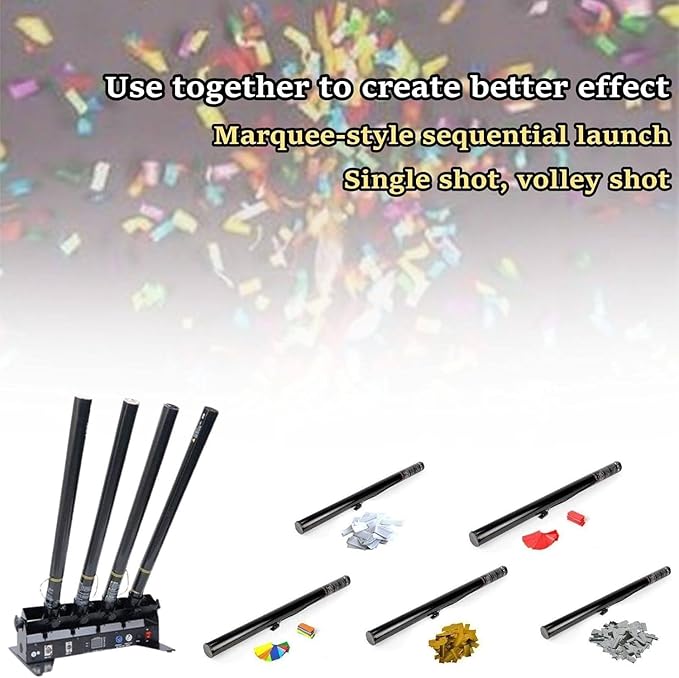 25PCS Confetti Cannon Wedding, Air Powered Party Popper Perfect, Party Streamers 80cm Electric Confetti Cannons - Compatible with Confetti Machine, for Graduation, New Years Silver