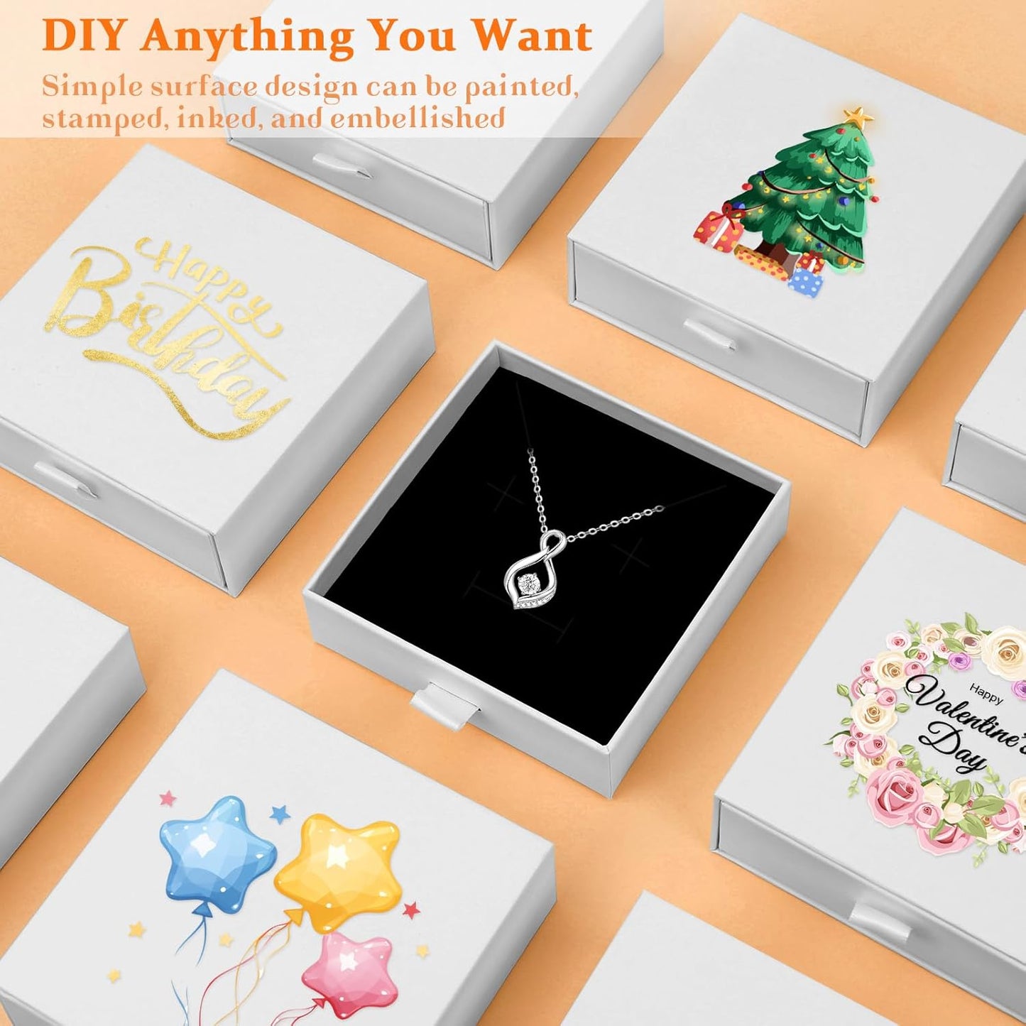 Jewelry Box, 20Pcs Jewelry Boxes for Women 3.5×3.5x1 Inch Jewelry Gift Box, Cardboard Jewelry Gift Necklace Ring Earring Jewelry Box (White)