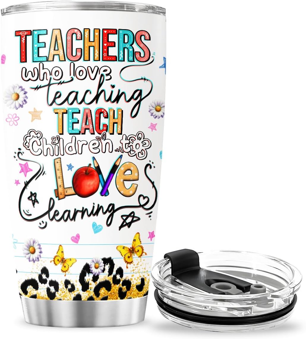 Teachers Teaching Teach, Tumbler 20 Oz With Lid And Straw, Teacher Gifts, Appreciation Gift Tumblers Coffee Cups Pack For Steel Women Music Stainless