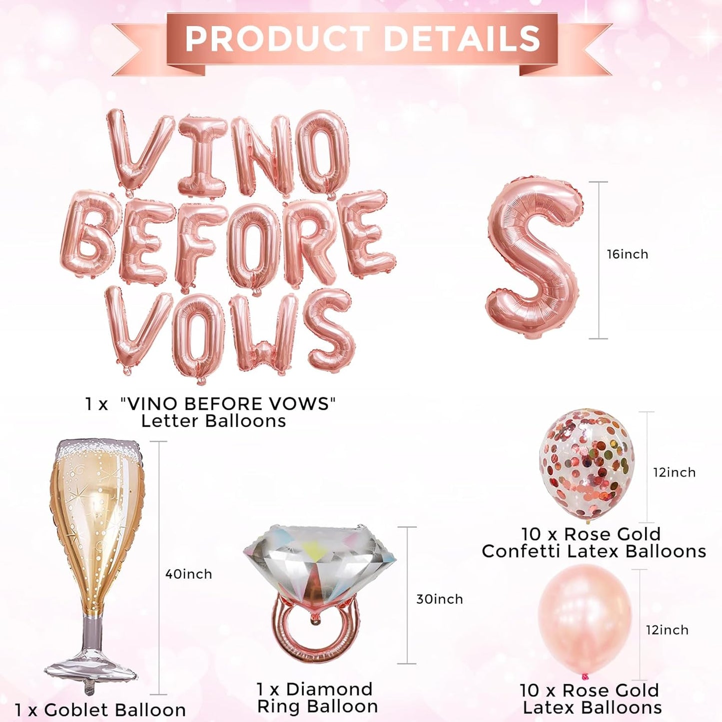 Bachelorette Party Decorations - Vino Before Vows Balloons, Bride To Be Decor, Bachelorette Supplies