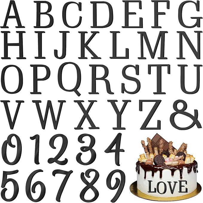 74 PCS Custom Cake Topper Name Black Acrylic Letters DIY Personalized A-Z & 0-9 Number Alphabet Cake Decoration For Wedding Anniversary Baby Shower Party Birthday Supplies