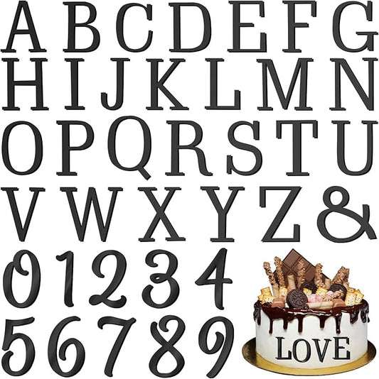 74 PCS Custom Cake Topper Name Black Acrylic Letters DIY Personalized A-Z & 0-9 Number Alphabet Cake Decoration For Wedding Anniversary Baby Shower Party Birthday Supplies