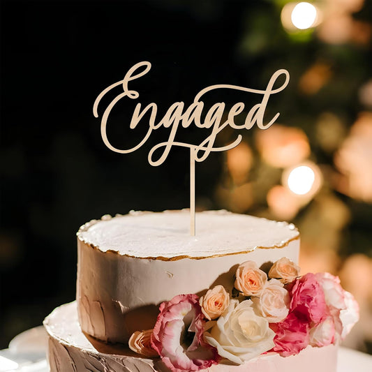 Engaged Cake Topper Engagement Cake Topper in Wood