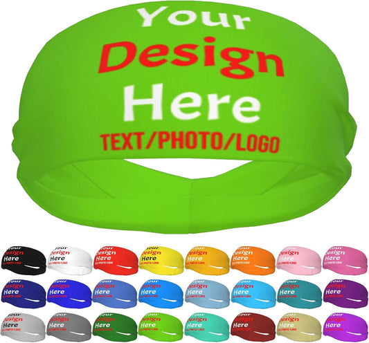 Custom Sweatbands for Men Women, Design Your Own Text Name Image Photo Personalized Sports Headbands