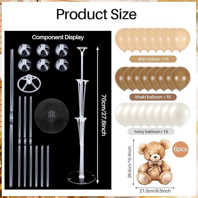 6 Sets Balloon Stand Kit for Table Bear Baby Shower Centerpieces with Balloon Baby Shower Decor for Bear Theme Gender Reveal Birthday Party Table Decorations Supplies