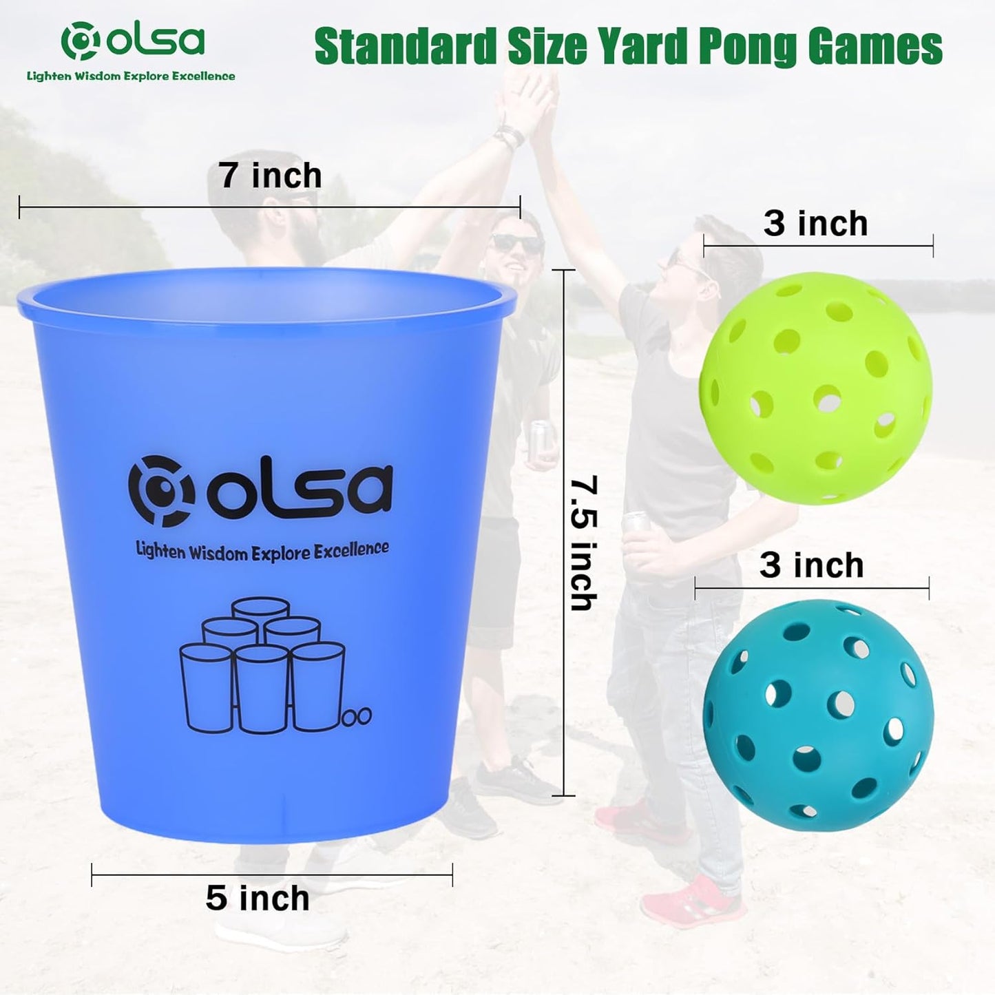 Olsa Giant Yard Pong Outdoor Games, Classic Toss Games for Beach Camping Lawn Backyard Party, Indoor Outdoor Game for Adults (Blue Glow in Dark)