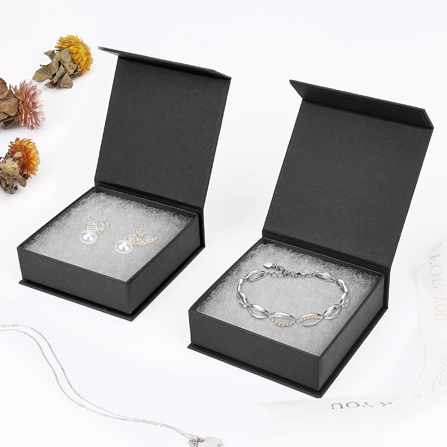 Mirgrime Jewelry Gift Boxes, 20 Pack 3.5x3.5x1 inch Small Jewelry Boxes, Cardboard Jewelry Box for Necklaces Bracelet Earring Ring (Black)