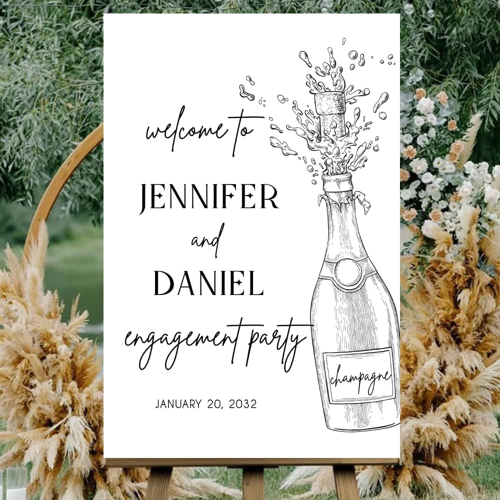 Personalized Engagement Welcome Sign – Minimalist Engagement Party Yard Sign – We’re Engaged Signs – Engagement Party Decorations for Couple - She Said Yes! (Version 11)