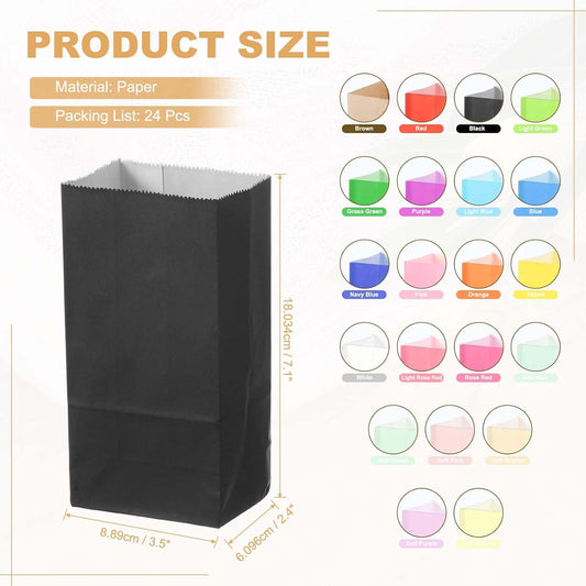 PATIKIL Party Favor Bag, 24 Pcs 3.5x2.4x7.1 Inch Mini Paper Candy Bags Gift Treat Celebration Halloween Goody Birthday Wedding Party with Stickers, Black