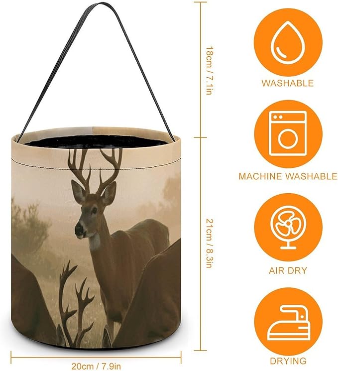 Halloween Candy Bucket - Deer Grass Hunting Trick Or Treat Candy Bag, Gift Bag for Party Favor Supplies