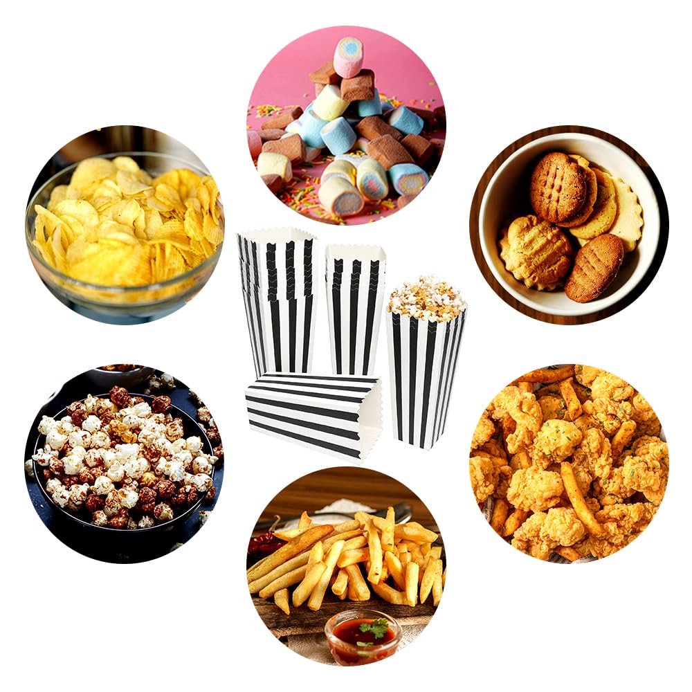 20 Pcs Large Capacity Black Paper Popcorn Boxes, Disposable Popcorn Containers for Party(7.79 x 3.74inch)