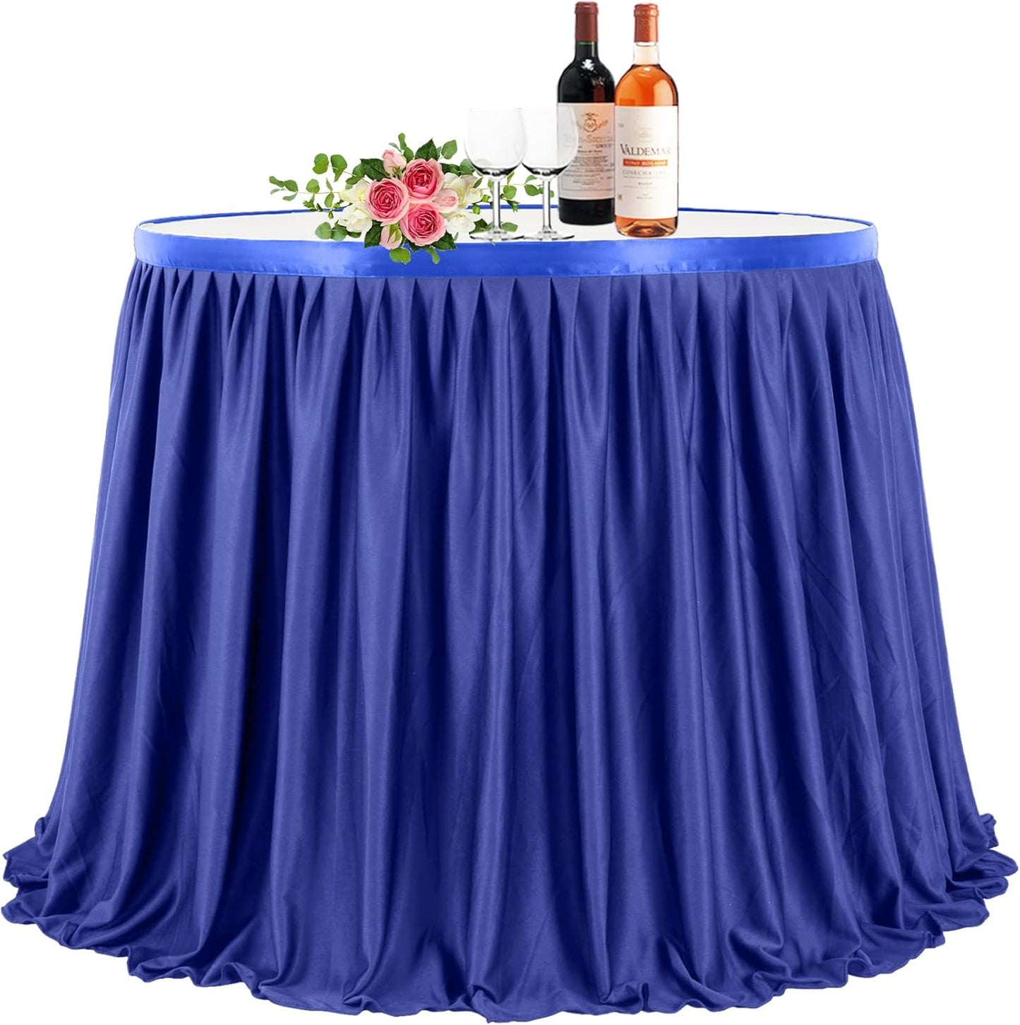 9ft Royal Blue Table Skirt Rectangle Table Polyester Pleated Table Skirt Desk Skirt Teacher Desk Dorm Ruffle Table Skirt Wedding Birthday Party Baby Bridal Shower Banquet Table Decoration