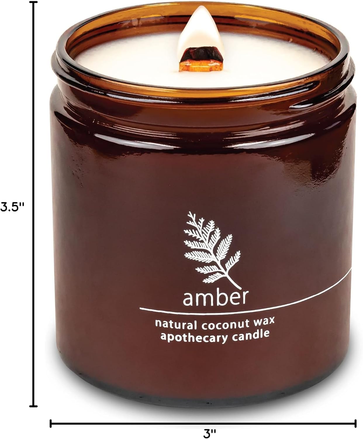 Hemlock Park Crackling Wood Wick Candle Handcrafted with Natural Coconut Wax (Large 16 oz, Amber)