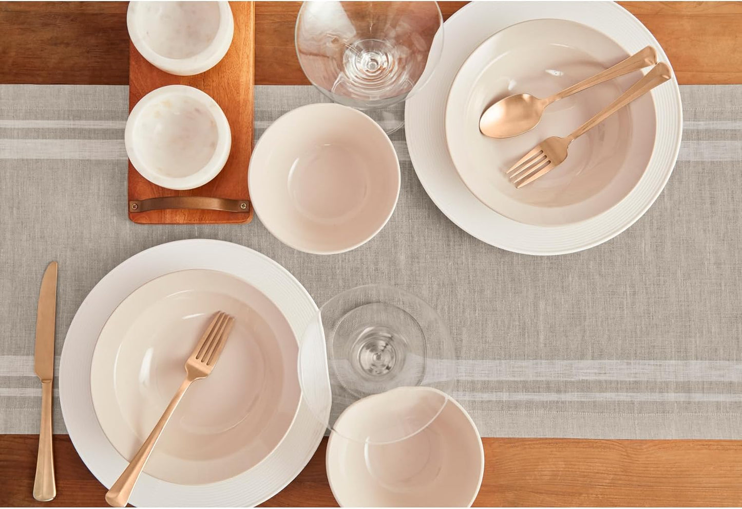 Solino Home Linen Table Runner 72 Inches Long - 100% Pure Linen White and Natural French Stripe Table Runner 14 x 72 Inch for Dining, Dresser, Fall, Autumn, Halloween, Thanksgiving